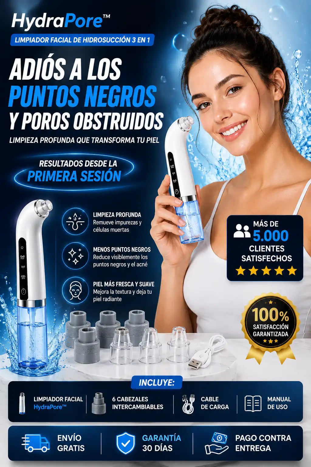HydraPore™ Consigue una piel limpia y libre de puntos negros desde la primera sesión sin maltratar ni pellizcar tu rostro
